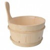 Qcwwy Ensemble de Louche de Seau de Sauna en Bois 4L Accessoires de Sauna avec Revêtement en Plastique pour Piscine Spa Seau 