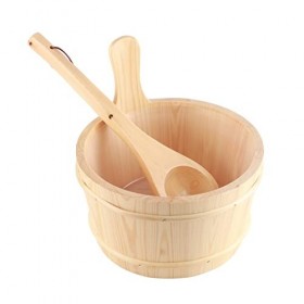 Mokernali Seau De Sauna avec Louche, Ensemble De Louche en Bois Naturel, Qualité Et Durable, Seau deau De Sauna Et Louche, p