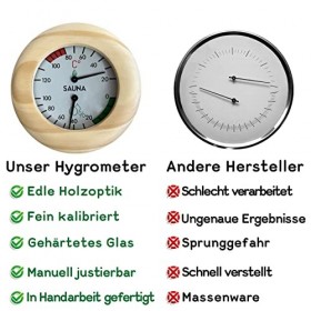 CozyNature Sauna Klimamesser | Hygromètre pour Sauna | Thermomètre pour Sauna | réglable manuellement | 2en1 Mesureur de temp