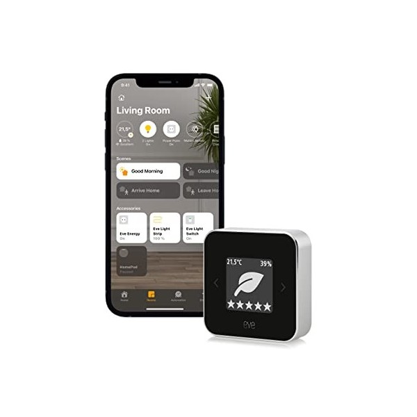 Eve Room – Sensor de calidad del aire para interior para registrar la calidad del aire COV , temperatura y humedad, tecnolog