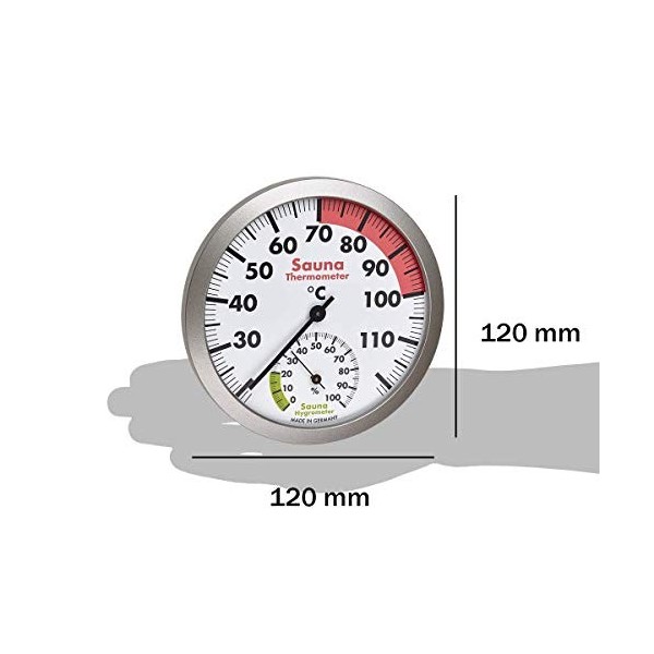 TFA-Dostmann Thermo-hygromètre analogique pour sauna, 40.1055.50, matériaux résistant à la chaleur, température, humidité de 