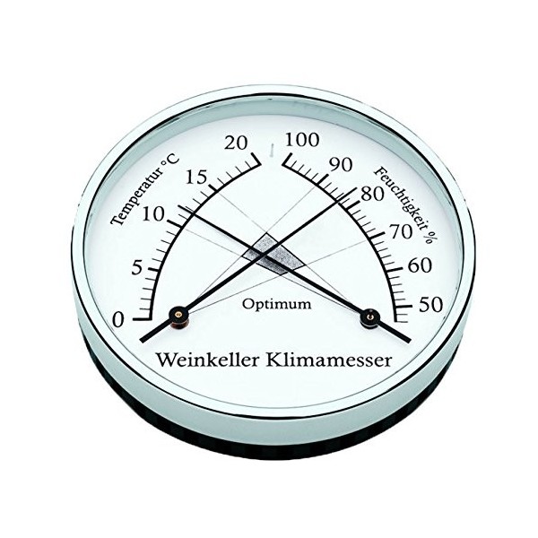 Barigo Thermomètre Hygromètre de cave Ø 10cm, Material:Edelstahl. poliert