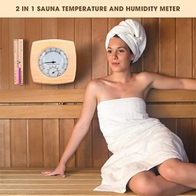 Udbrud Sauna Thermomètres, 2 en 1 Thermomètre Hygromètre de Salle de Sauna 15 Minutes Sablier Sauna Hygromètre de Sauna Résis