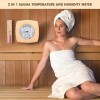 Udbrud Sauna Thermomètres, 2 en 1 Thermomètre Hygromètre de Salle de Sauna 15 Minutes Sablier Sauna Hygromètre de Sauna Résis