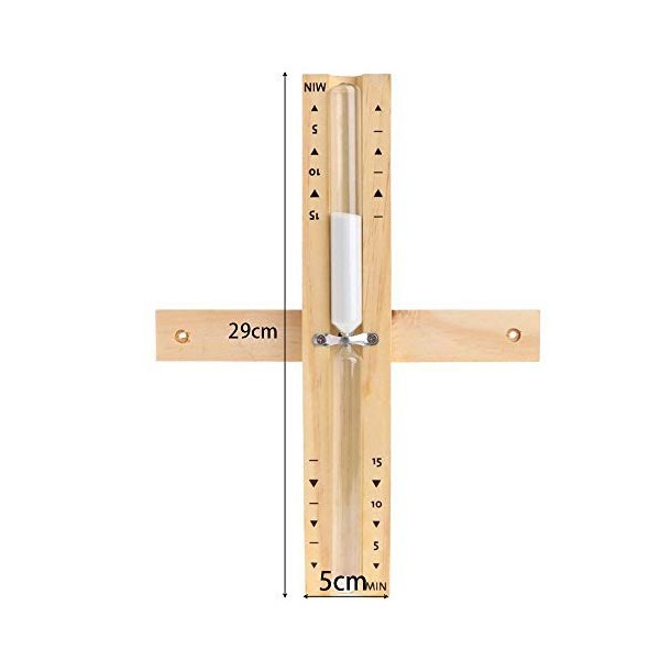 behone Sauna Sablier 15 Minutes avec minuteur rotatif, Minuteur sablier en bois avec vis pour enfants jeux de cuisine en cla