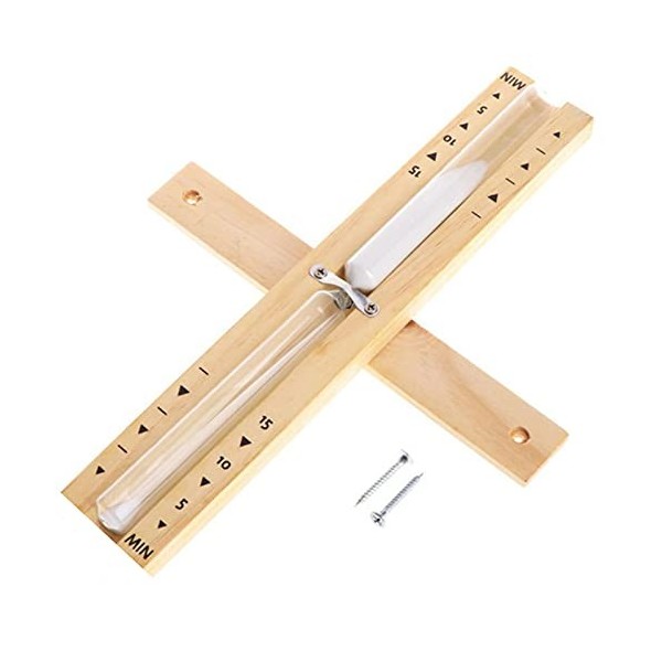 Sablier de sauna - En bois de pin naturel - Verre robuste et résistant à la chaleur - 15 minutes - Montage mural respectueux 