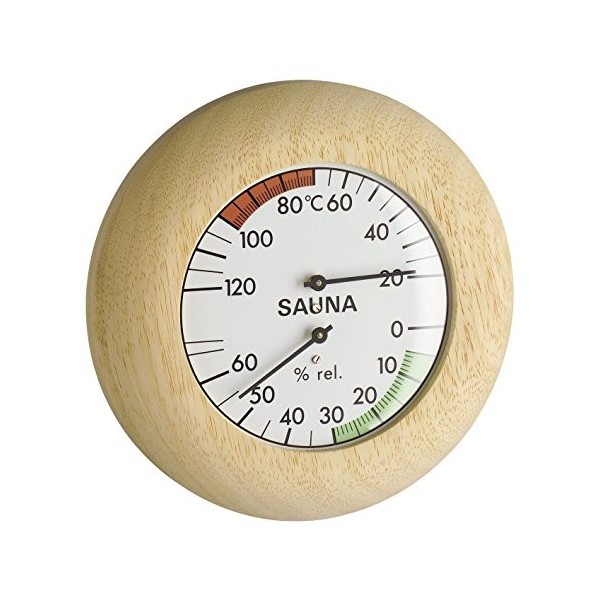 TFA 40.1028 Thermo-hygromètre pour sauna Cheveu synthétique Cadre en bois massif Import Allemagne 