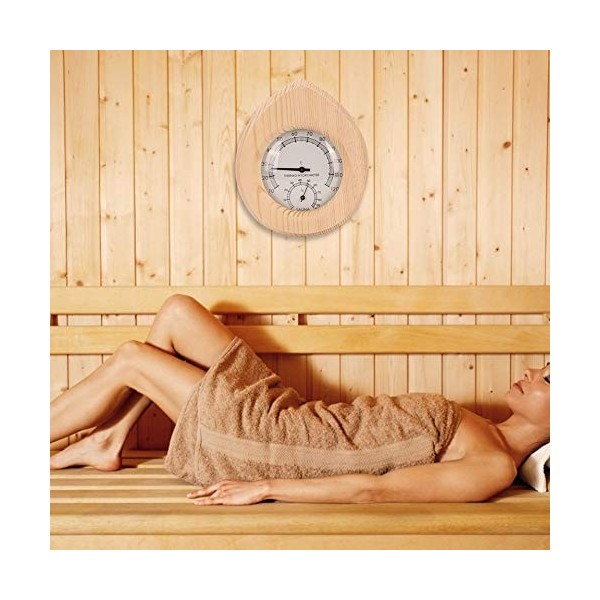 Cadeau détéThermohygromètre Fait à la Main, hygromètre de Sauna Petit et délicat en Bois 2en1, Salle de Sueur pour Bureau de