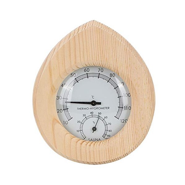 Cadeau détéThermohygromètre Fait à la Main, hygromètre de Sauna Petit et délicat en Bois 2en1, Salle de Sueur pour Bureau de