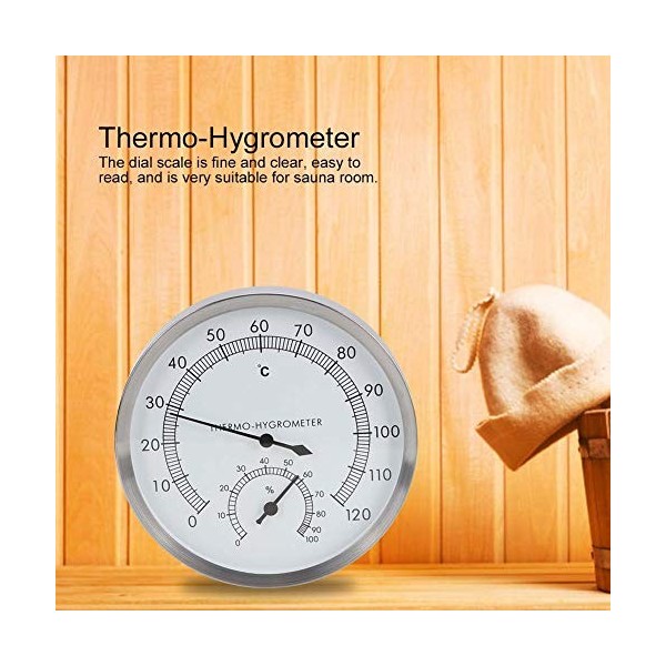 Salle de sauna thermomètre, hammam 2 en 1 en acier inoxydable Salle de sauna Accessoires de salle de sauna Thermomètre Hygrom