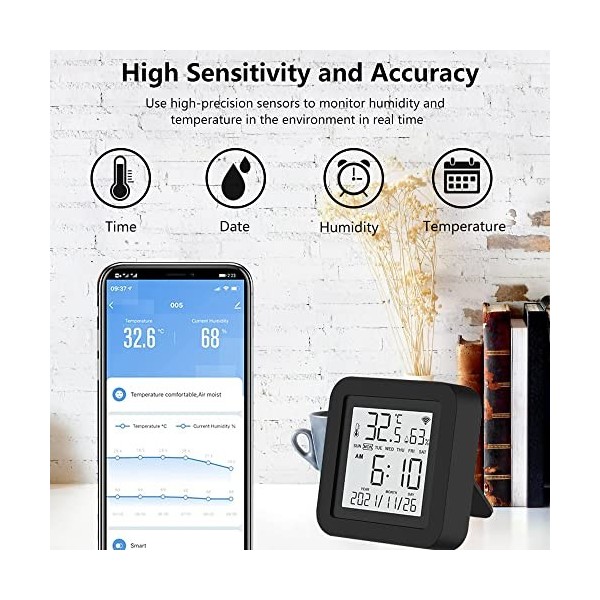 Smart Wifi Thermometer Hygromètre, Capteur De Température Et