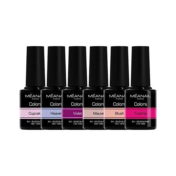 MEANAIL Paris - Coffret Manucure - Vernis Semi Permanent - 6 Vernis à Ongles - Compatibles Lampe UV LED - Coffret Nude - Crue