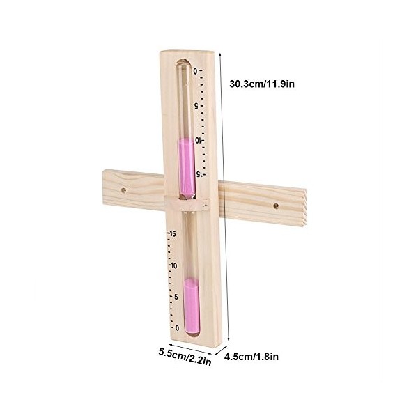 15 Minutes Sablier Sauna, Sablier Sauna Sable Minutes Rotatif en Bois avec Horloge en Verre et Sables Roses