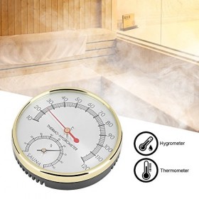 Thermomètre hygromètre dintérieur à cadran en métal, hygromètre avec plateau en bois pour les ateliers, les marchés des écol