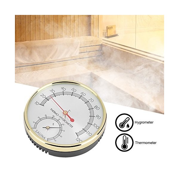 Thermomètre hygromètre dintérieur à cadran en métal, hygromètre avec plateau en bois pour les ateliers, les marchés des écol