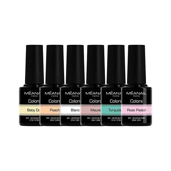 MEANAIL Paris - Coffret Manucure - Vernis Semi Permanent - 6 Vernis à Ongles - Compatibles Lampe UV LED - Coffret Nude - Crue