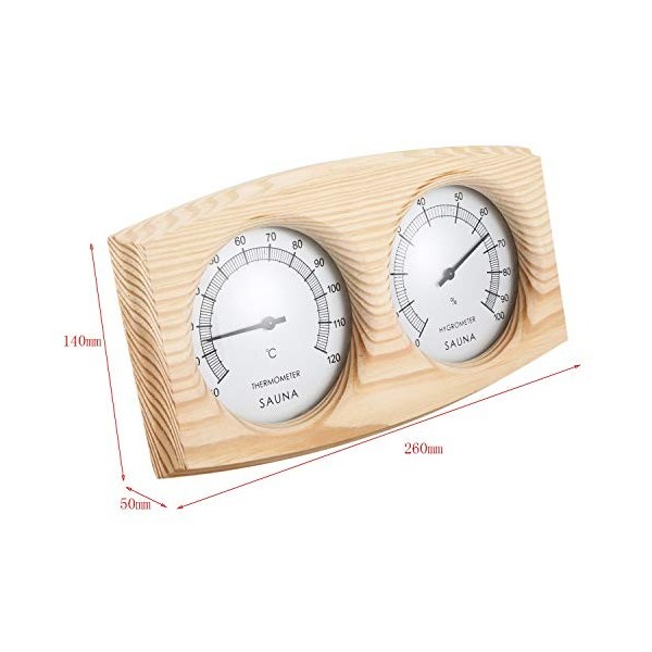 ACAMPTAR Salle de Sauna ThermomèTre Un Bois HygromèTre Un Vapeur ThermomèTre de Salle de Sauna Instrument DHumidité Humidité