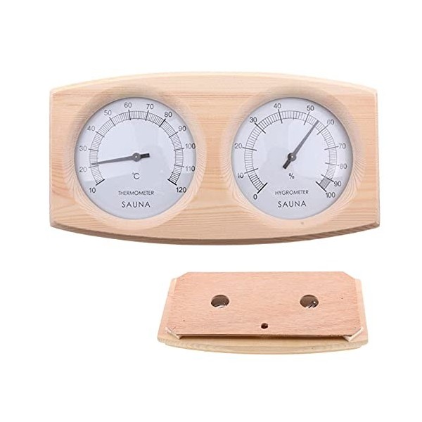 Ulapithi Thermomètre de Sauna hygromètre en Bois 2 en 1 Accessoires de Sauna pour mesurer lhumidité de la température ambian