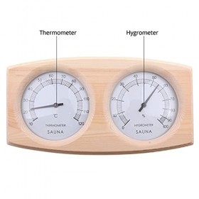 Ulapithi Thermomètre de Sauna hygromètre en Bois 2 en 1 Accessoires de Sauna pour mesurer lhumidité de la température ambian