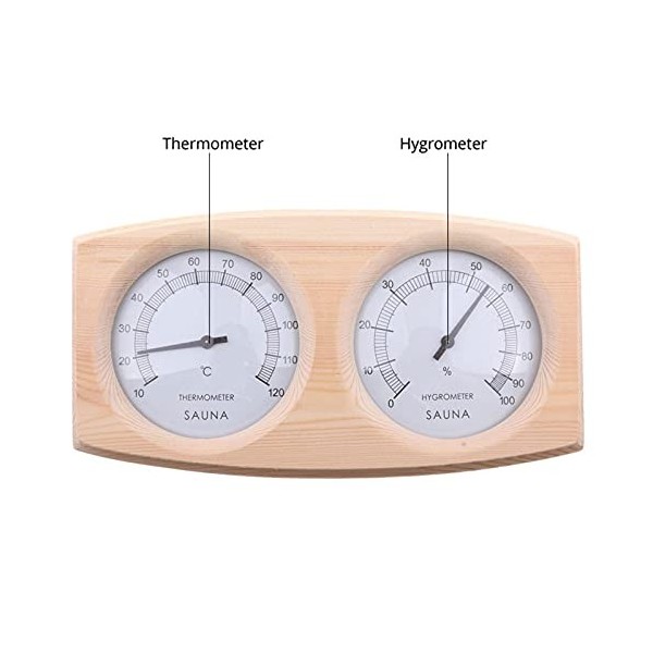 Ulapithi Thermomètre de Sauna hygromètre en Bois 2 en 1 Accessoires de Sauna pour mesurer lhumidité de la température ambian