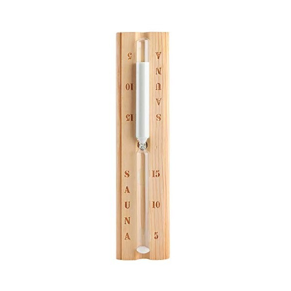 Sablier de Sauna,15 Minutes Minuterie de Sable Sablier en Bois, Accessoire dhorloge de Compte à rebours Facile à Installer É