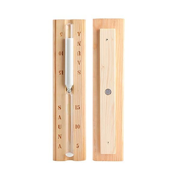 Sablier de Sauna,15 Minutes Minuterie de Sable Sablier en Bois, Accessoire dhorloge de Compte à rebours Facile à Installer É