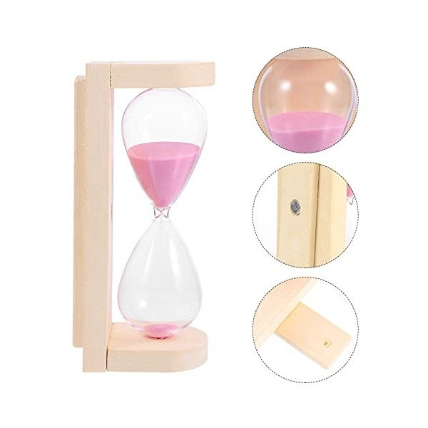 DOITOOL en Bois Sauna Minuterie Rotation Sauna Sable Minuterie Salle de Verre Horloge avec Rose Sable pour Salle De Bains