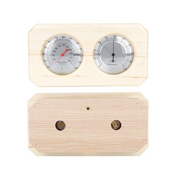 Omabeta Thermomètre de Sauna hygromètre en Bois 2 en 1 Accessoires de Sauna avec 20 ℃ -140 ℃ pour mesurer lhumidité de la te