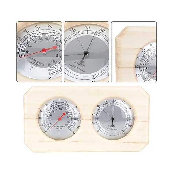 Omabeta Thermomètre de Sauna hygromètre en Bois 2 en 1 Accessoires de Sauna avec 20 ℃ -140 ℃ pour mesurer lhumidité de la te