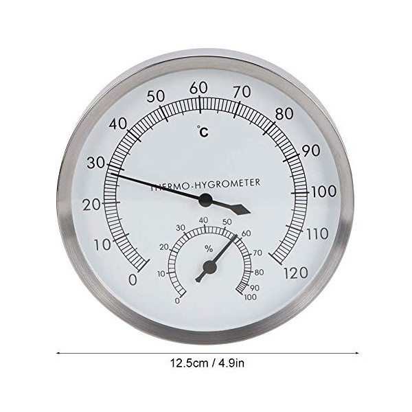 Fdit 2 en 1 en Acier Inoxydable Thermomètre Hygromètre Thermo-Hygromètre Accessoire déquipement de Sauna intérieur