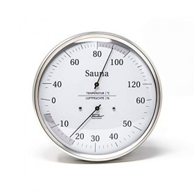 fischer Sauna Thermohygrometer, Acier Inoxydable, 130&nbsp;x 130&nbsp;mm