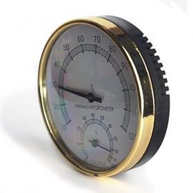 Thermo-hygromètre de 10,2&nbsp;cm pour sauna en métal doré
