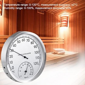 LUFEIS Thermomètre et Hygromètre 2 en 1, Metal Dial Thermomètre, Thermo-Hygromètre Analogique pour Sauna, cessoire de sauna t