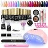 COSCELIA Kit Vernis Semi Permanent 24 Couleurs Vernis à Ongles Lot avec 36W Lampe UV LED Soak Off Base et Top Coat vernis Str