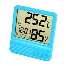 Szaerfa Moniteur dhumidité dhygromètre de thermomètre dhorloge de Digital dintérieur avec le calendrier pour la chambre à