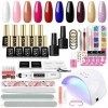 COSCELIA Kit Vernis Semi Permanent 10pcs*8ml, 36W Lampe UV Vernis Semi Permanent Complet, Kit Ongle Gel UV Complet, Base et T