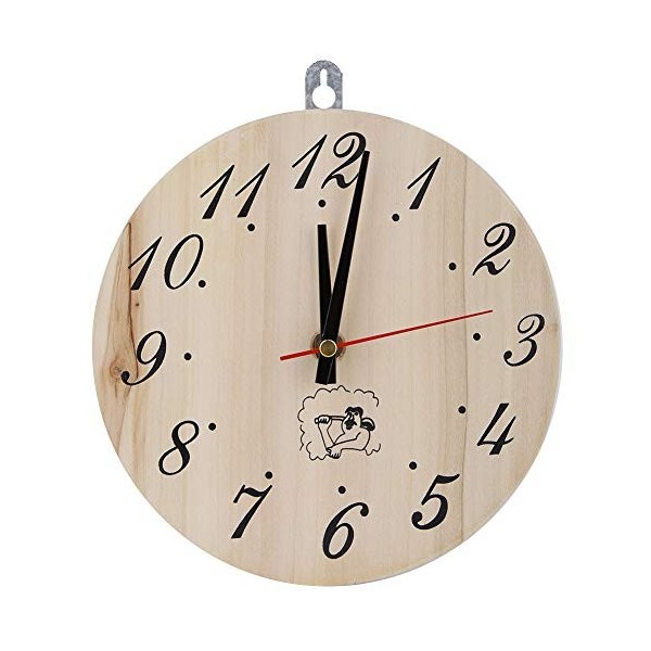 Pssopp Accessoire DHorloge de Sauna Affichage Numérique Rond Décoratif Horloge de Sauna Décor Horloge en Bois pour Bois pour