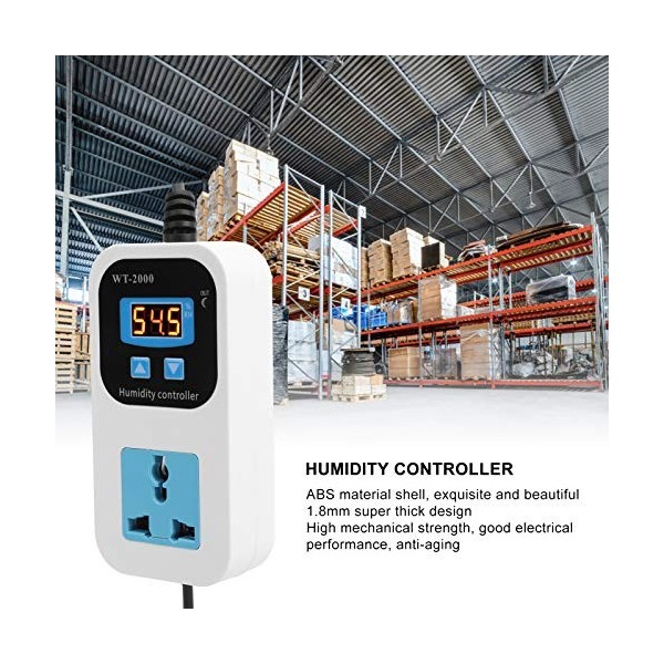 Contrôleur Dhumidité Numérique Humidification Déshumidification Commutateur Abs Hygrostat 0%~99% RH WT-2000 110-220V Outils 