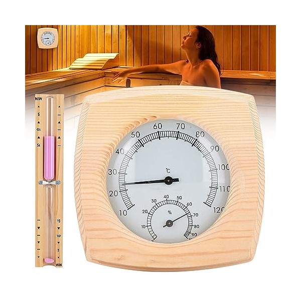 Thermomètre / hygromètre, Intérieur Bois 2-en-1 Pour Sauna Sauna  Thermo-hygromètre Thermomètre