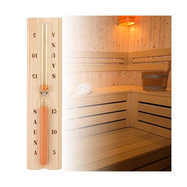 ciciglow Sablier de Sauna, Horloge de Sauna de Chaleur en Bois précise décorative 15 Minutes en Plastique de Montage Mural po