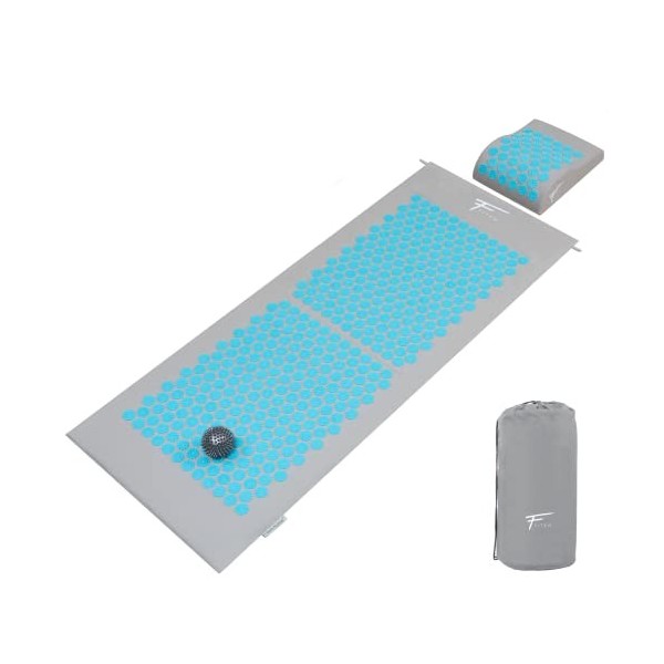 Kit dacupression XL Fitem - Tapis dAcupression + Coussin + Boule de Massage - Soulage douleurs Dos et Cou - Sciatique - Mas