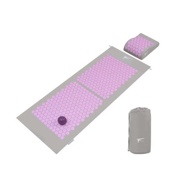 Kit dacupression XL Fitem - Tapis dAcupression + Coussin + Boule de Massage - Soulage douleurs Dos et Cou - Sciatique - Mas