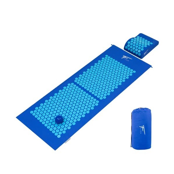 Kit dacupression XL Fitem - Tapis dAcupression + Coussin + Boule de Massage - Soulage douleurs Dos et Cou - Sciatique - Mas