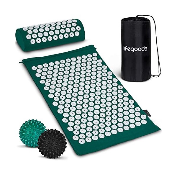 LifeGoods Tapis Acupression - Tapis de Massage - Tapis dAcupression - Mal De Dos - Relaxation et Traitement de la Douleur - 