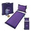 Kit Tapis Acupression et Oreiller Champ de Fleurs - Relaxation et soulagement des douleurs dorsales et cervicales - Écologiqu