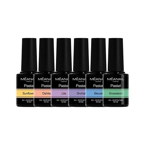 MEANAIL Paris - Coffret Manucure - Vernis Semi Permanent - 6 Vernis à Ongles - Compatibles Lampe UV LED - Coffret BEACH CLUB 