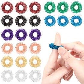 Anneau de Massage des Doigts Bague Accupressure Anneau Dacupression pour Soulage le Stress Adultes Adolescents 8 Couleurs 32