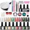 Kit Vernis Semi Permanent Complet Phoenixy 8 Couleurs Vernis Gel avec 36W Lampe U V LED Kit Manucure Outils Strass Décor Pour