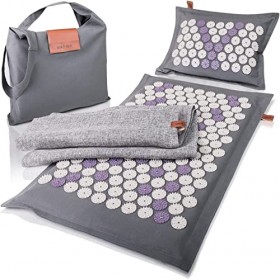 High Pulse Tapis d’acupression Eco incl. sac + poster - Matelas et oreiller dacupression avec des aimants en fibres naturell