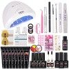 48W Lampe Manucure Kite de Gel, MYSWEETY Ongle Gel Kit Complet Onglerie Materiel Professionnel avec 6 Polygel, 6 Vernis à Ong